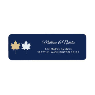Navy Blue Gold Maple Leaf Elegant Fall Wedding