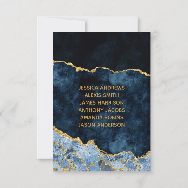 Navy Blue Gold Marble Agate Table Number Seating (Back)