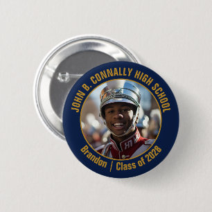 Navy Blue Gold Marching Band Photo High School 6 Cm Round Badge