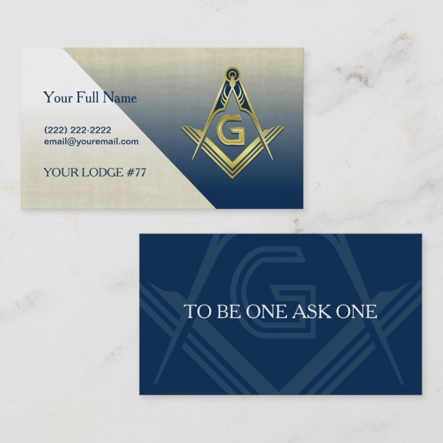 Navy Blue Gold Masonic Business Card Template (Front/Back)