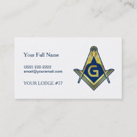 Navy Blue Gold Masonic Business Cards | Freemason