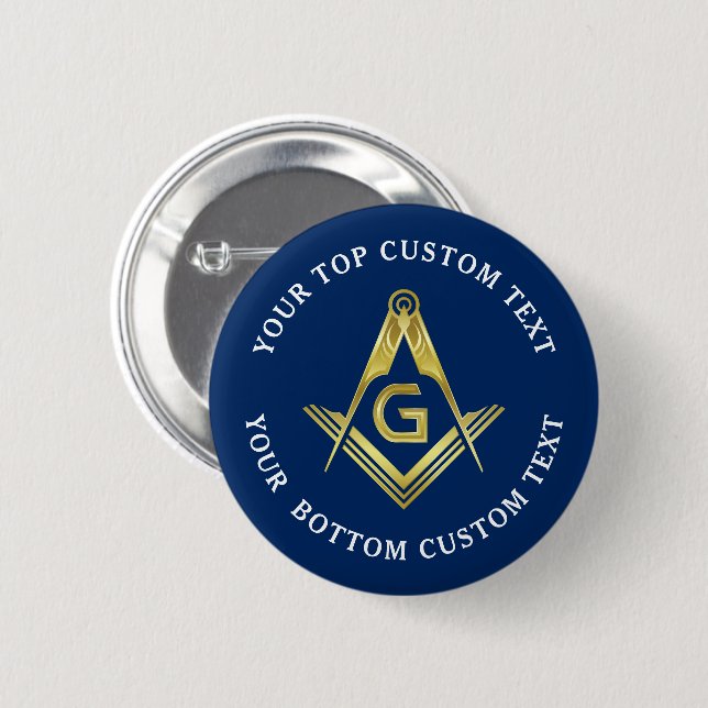 Navy Blue Gold Masonic Buttons | Freemason Pins (Front & Back)