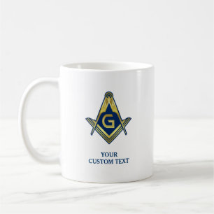 Navy Blue Gold Masonic Mugs   Freemason Home Gifts