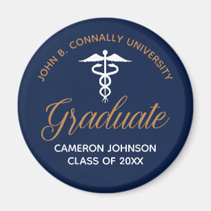 Navy Blue Gold Medical School Graduation Keepsake Magnet