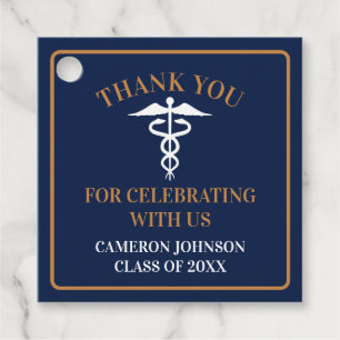 Navy Blue Gold Medical School Graduation Party Favour Tags
