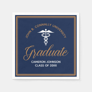 Navy Blue Gold Medical School Graduation Party Napkin