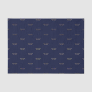 Navy Blue & Gold Minimal Custom Text Package Tissue Paper