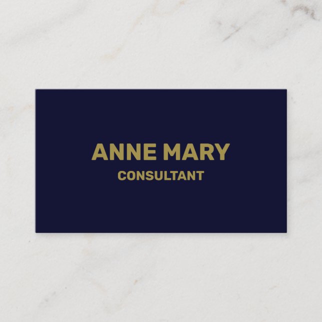 Navy Blue Gold Minimal Modern Elegant Consultant Business Card (Front)