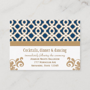 Navy Blue Gold Moroccan Reception Enclosure Card