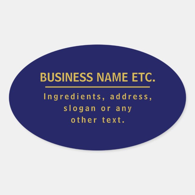 Navy Blue & Gold Multi-Purpose Oval Sticker (Front)