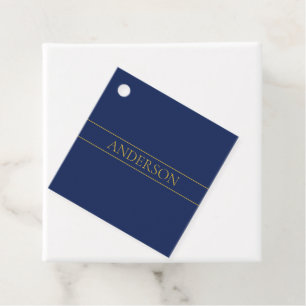 Navy Blue & Gold Name Surname or Business Favour Tags