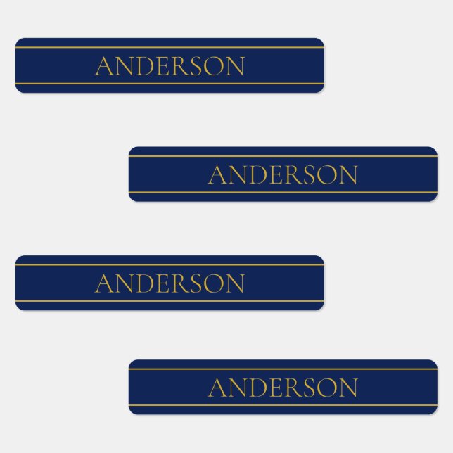 Navy Blue & Gold Name Surname or Business Iron-on (Group)