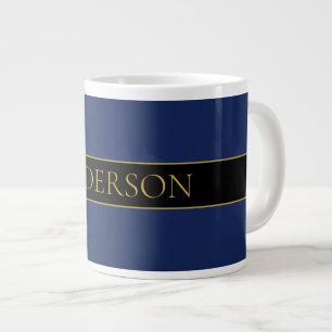 Navy Blue & Gold Name Surname or Business  Large Coffee Mug