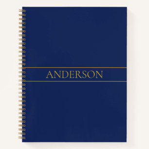 Navy Blue & Gold Name Surname or Business  Notebook