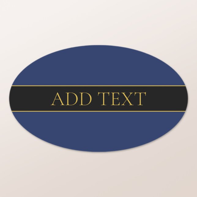 Navy Blue & Gold Name Surname or Business  Oval Sticker (Creator Uploaded)