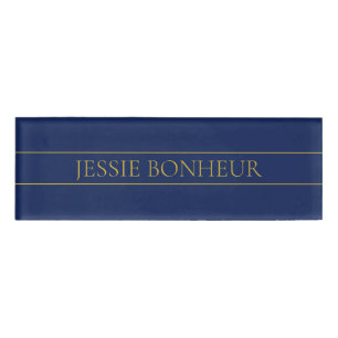 Navy Blue & Gold Name Surname or Business  Tag