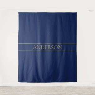 Navy Blue & Gold Name Surname or Business  Tapestry