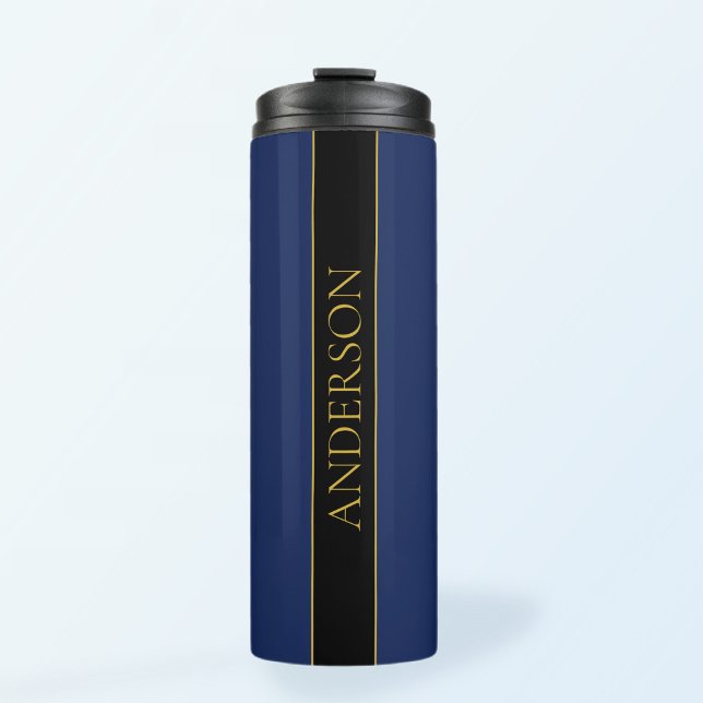 Navy Blue & Gold Name Surname or Business  Thermal Tumbler (Creator Uploaded)