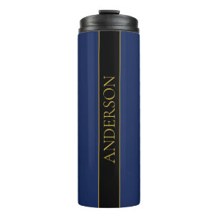 Navy Blue & Gold Name Surname or Business  Thermal Tumbler