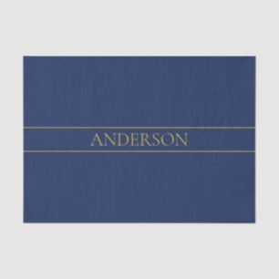 Navy Blue & Gold Name Surname or Business  Tissue Paper