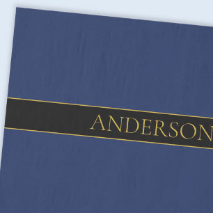 Navy Blue & Gold Name Surname or Business  Tissue Paper