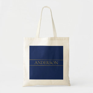 Navy Blue & Gold Name Surname or Business  Tote Bag