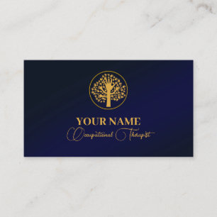 Navy Blue Gold Occupational Therapist Business Car Business Card