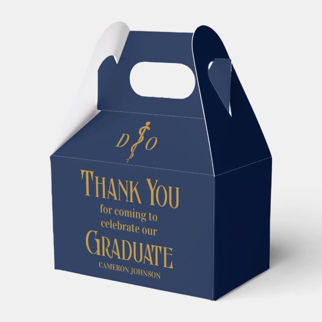 Navy Blue Gold Osteopath Graduation Party Favour Box (Front Side)