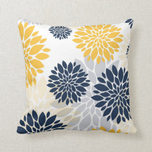 yellow blue gray throw pillows