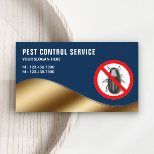 Navy Blue Gold Pest Control Service Business Card