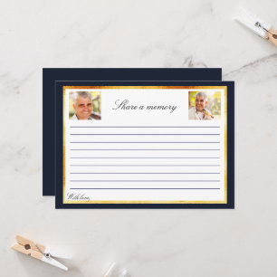 Navy blue gold photo memorial share a memory card