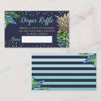 Navy Blue Gold Pineapple Baby Shower Diaper Raffle