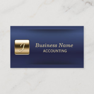 Navy Blue & Gold Professional Accounting  Business Card