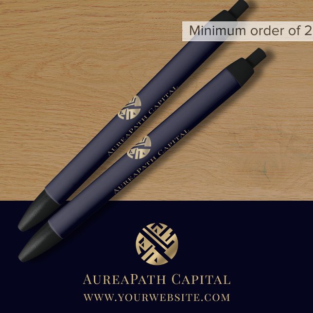 Navy Blue Gold Promotional Business Black Ink Pen (Creator Uploaded)