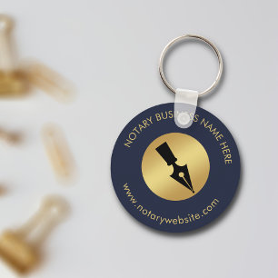 Navy Blue & Gold Promotional Notary Logo Branded Key Ring