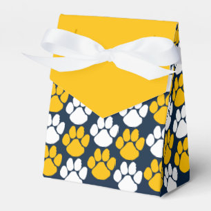 Navy Blue & Gold Repeating Pawprint Gift Favour Box