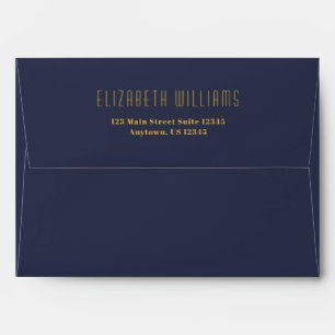 Navy Blue Gold Return Address Envelope