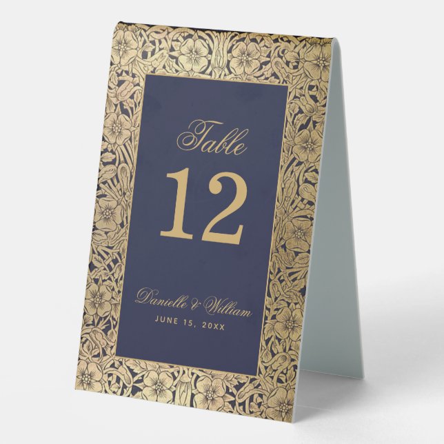 Navy Blue Gold Roses Vintage Elegant Calligraphy (Back)