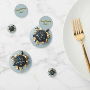 Navy Blue & Gold Royal Crown Happy Birthday Confetti