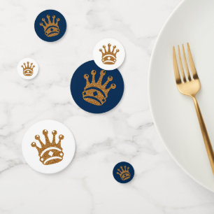 Navy Blue Gold Royal Prince Crown Birthday Party Confetti