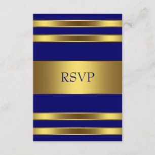 Navy Blue Gold RSVP Card