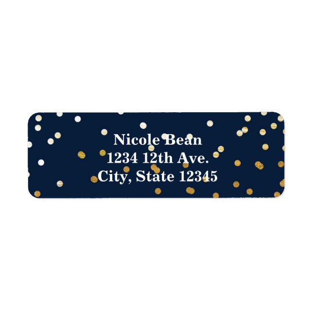 Navy Blue & Gold Shiny Confetti Dots Chic Modern (Front)