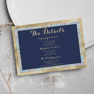 Navy blue gold silver holographic Details Card