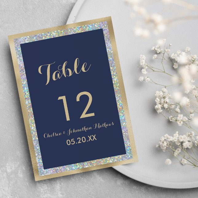 Navy blue gold silver holographic Table Numbers (Navy blue gold silver holographic Table Numbers)