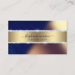 Navy Blue Gold Sparkly Diamonds Modern Business  Calling Card