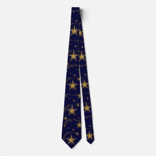 Navy Blue Gold Star Men's Wedding, Graduation Tie