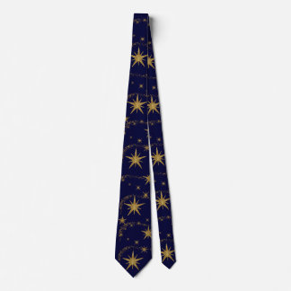 Navy Blue Gold Star Men's Wedding, Graduation Tie