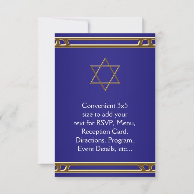 Navy Blue Gold Star of David RSVP All Purpose (Front)