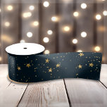 Navy Blue & Gold Stars | Christmas Satin Ribbon<br><div class="desc">This Christmas ribbon is perfect for adding a touch of elegance and sophistication to your holiday presents. Featuring a navy blue background adorned with shimmering gold stars, this ribbon will make your gifts stand out under the tree. Whether you're wrapping gifts for family, friends, or co-workers, this gold star ribbon...</div>