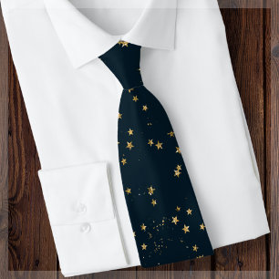 Navy Blue & Gold Stars    Tie